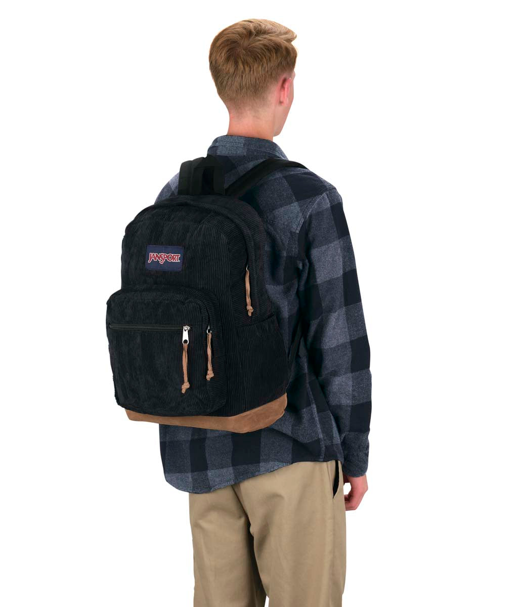 Black corduroy jansport backpack hotsell