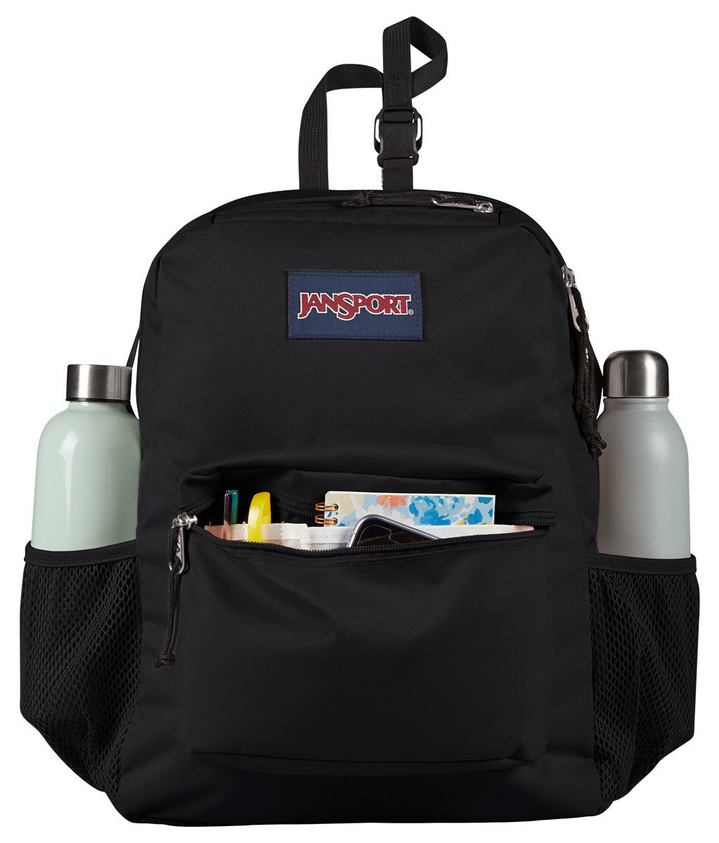 Black jansport backpack sales with water bottle holder